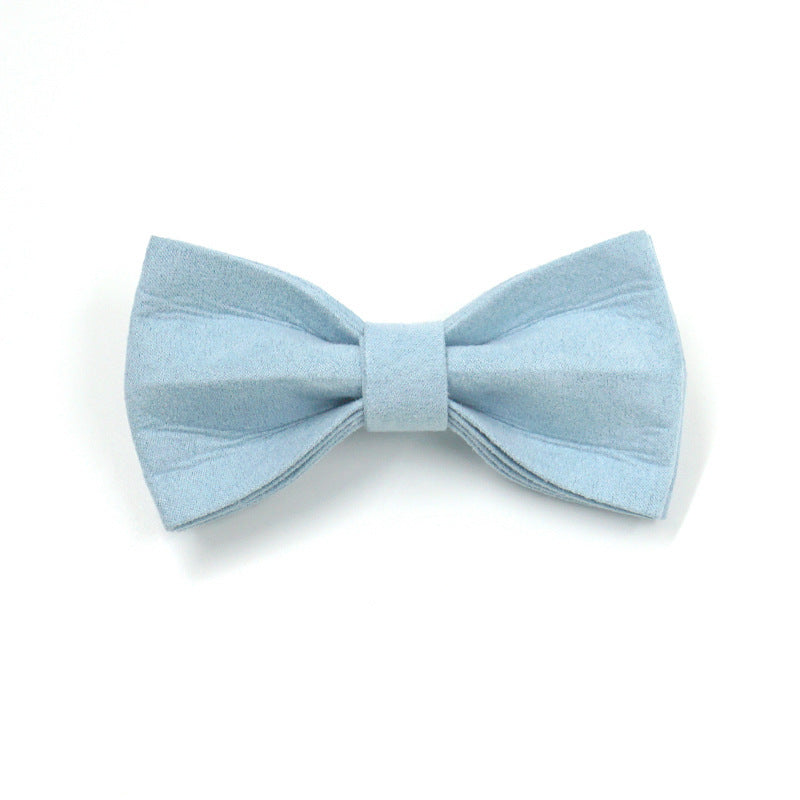Light Blue Short Velvet Black Buckle Pet Collar Leash Bow